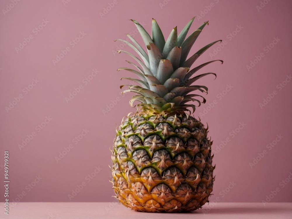 Fototapeta premium Pink pineapple on a pink background Minimal fruit concept.