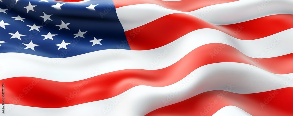 Obraz premium Close-up of the American flag, showcasing its intricate design and vibrant colors
