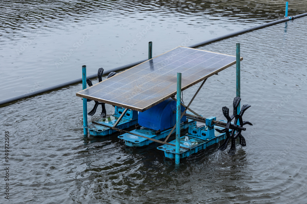 Solar-Powered Water Aerator Floating in a Pond Solar-Powered Water Aerator Floating in a Pond