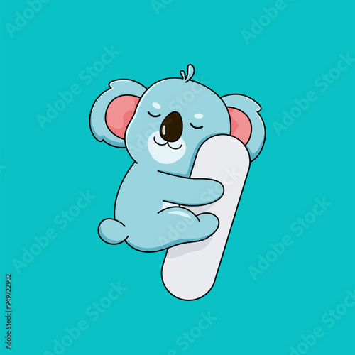 Vector cute koala sleeping with bolster cartoon vector icon illustration animal nature icon