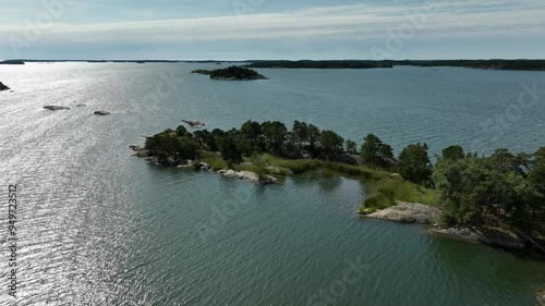 Aerial view of islands in Sweden captured by drone