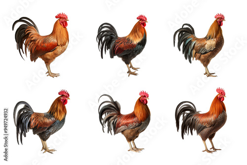 Rooster Collection Bundle Set Isolated on a Transparent Background