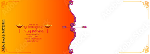 innovative vector illustration of Happy Dussehra festival of India.	