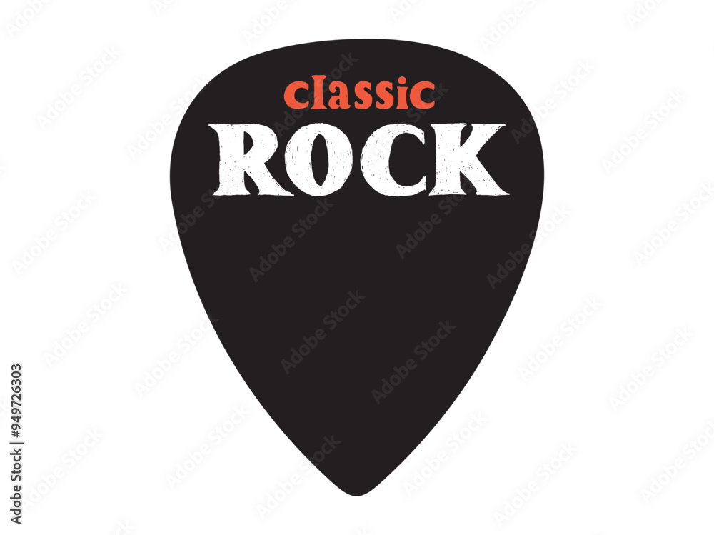 Classic Rock lettering. Guitar signature pick design