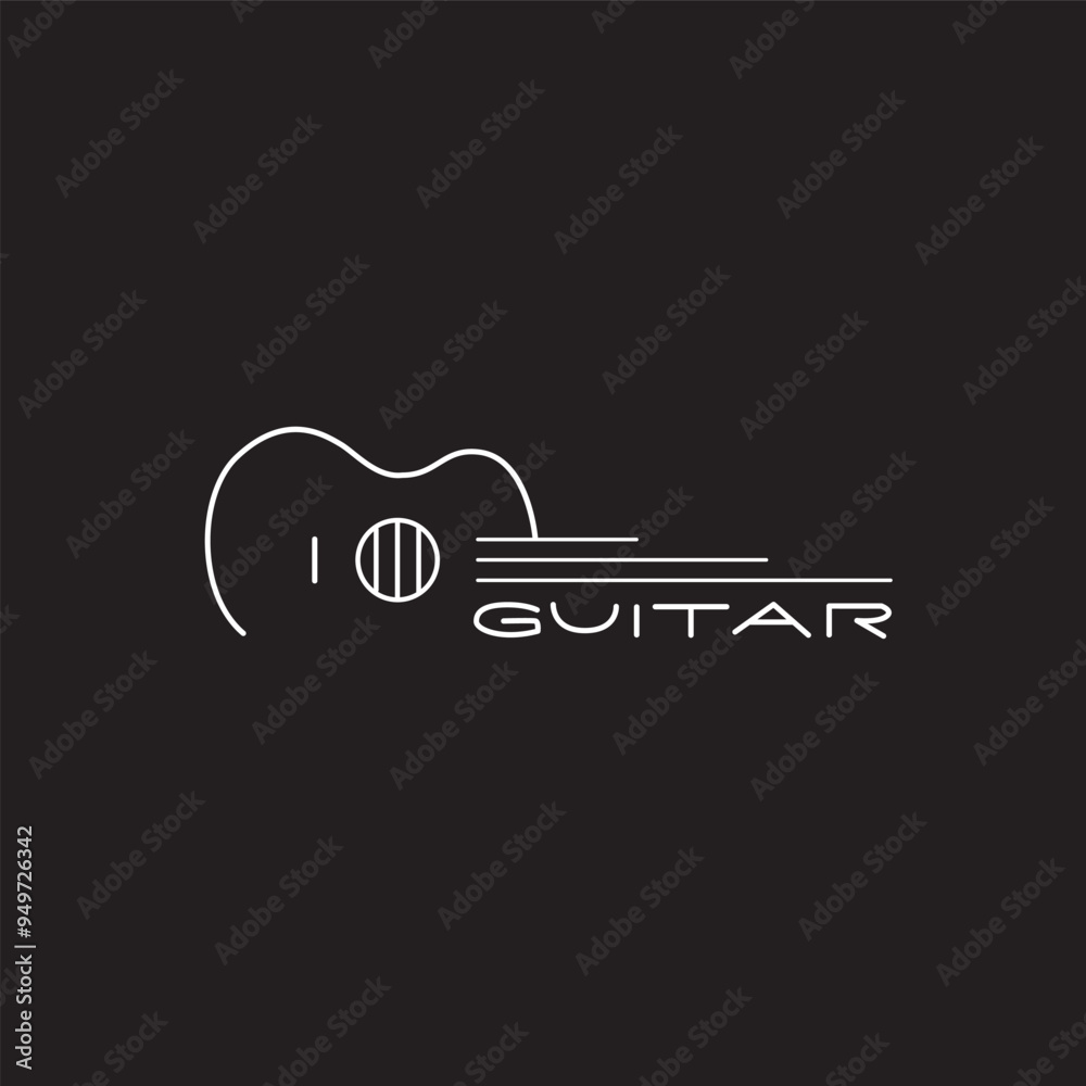 Guitar instrument line drawing icon