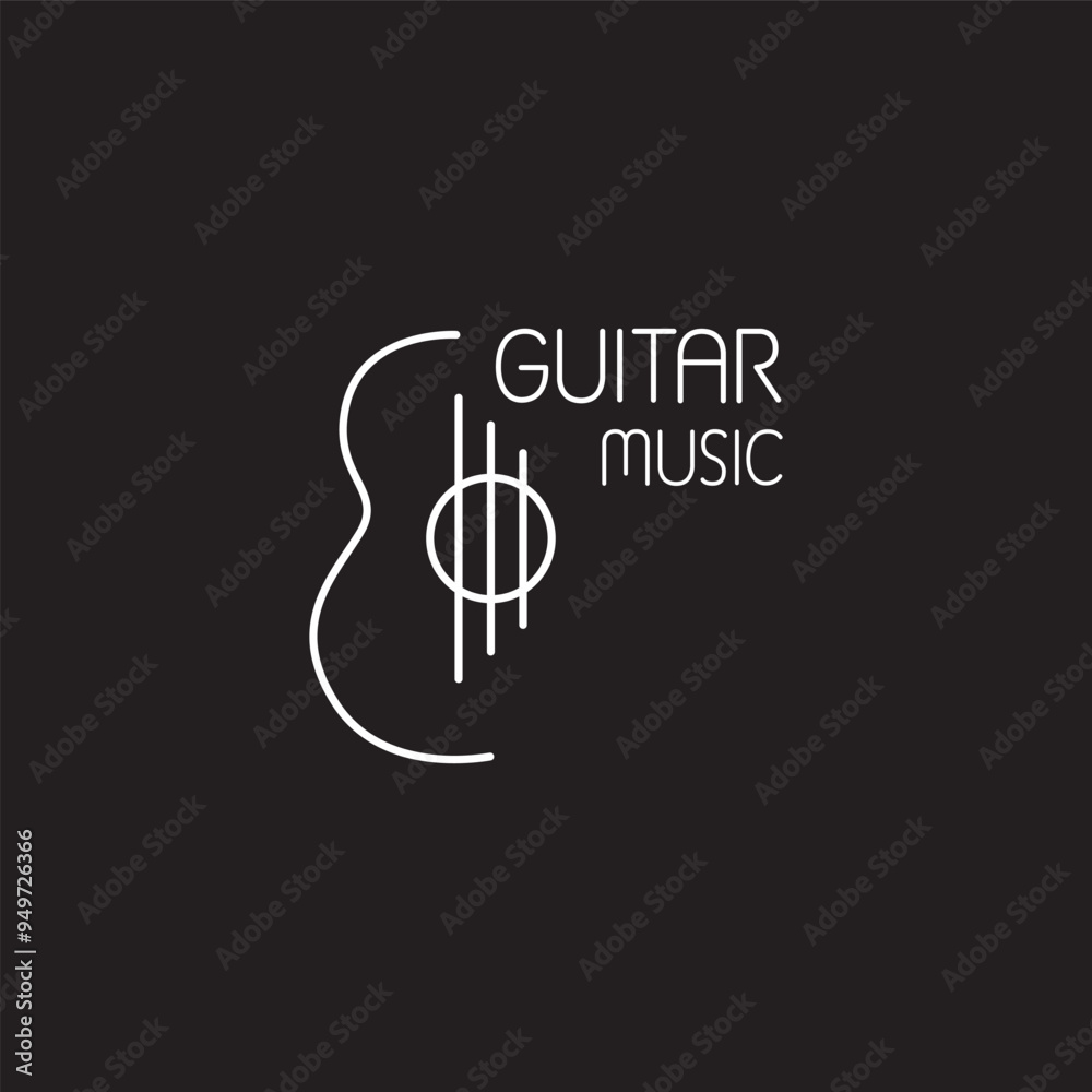 Guitar music instrument line drawing icon