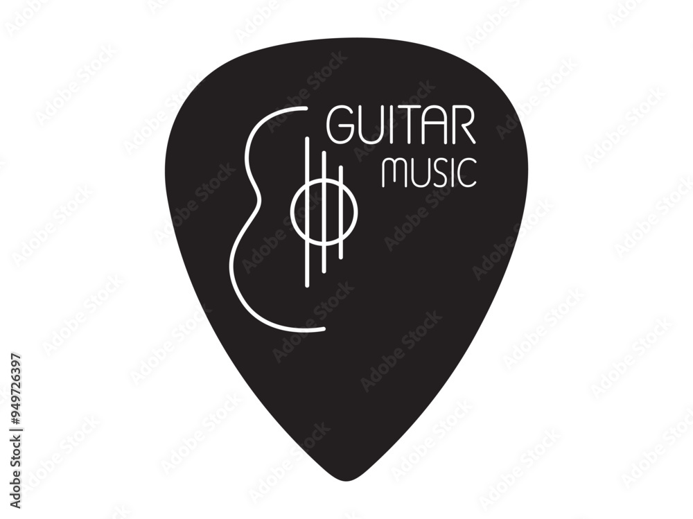 Guitar music line drawing icon. Guitar signature pick design