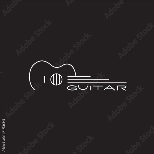 Obraz na płótnie Guitar instrument line drawing icon w salonie
