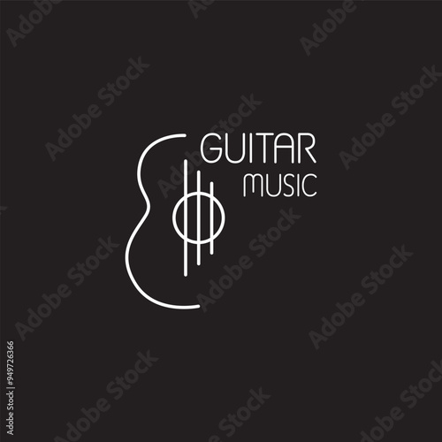 Obraz na płótnie Guitar music instrument line drawing icon w salonie