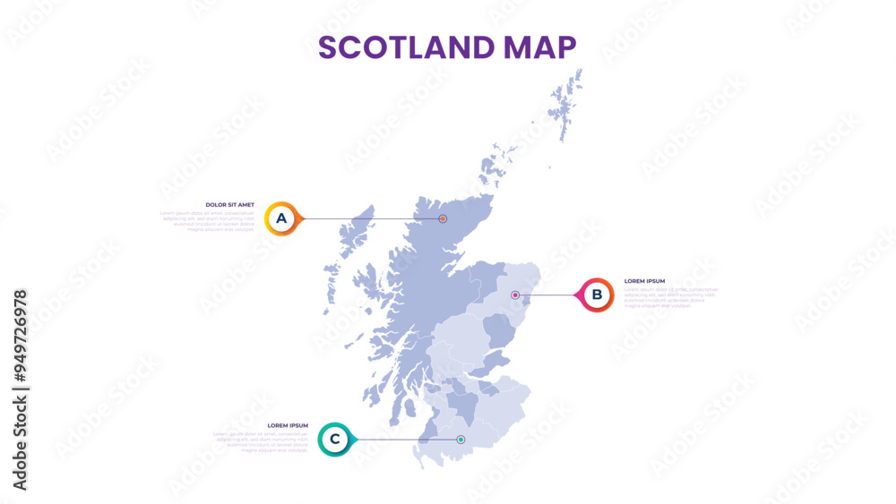 Fototapeta premium A map of the Scotland. Scotland infographic vector illustration with data and country information