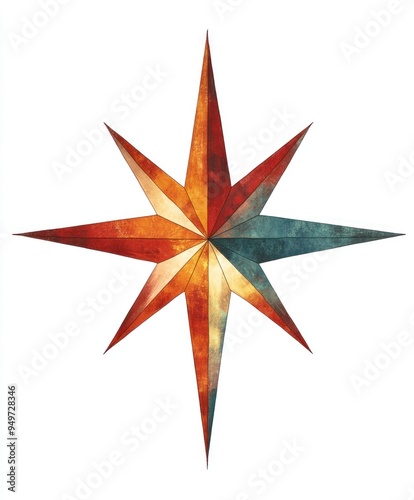 Wallpaper Mural A stylized star with pointed tips, featuring a blend of warm and cool colors. Torontodigital.ca