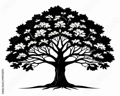 Tree silhouette vector illustration, Tree graphic brush design