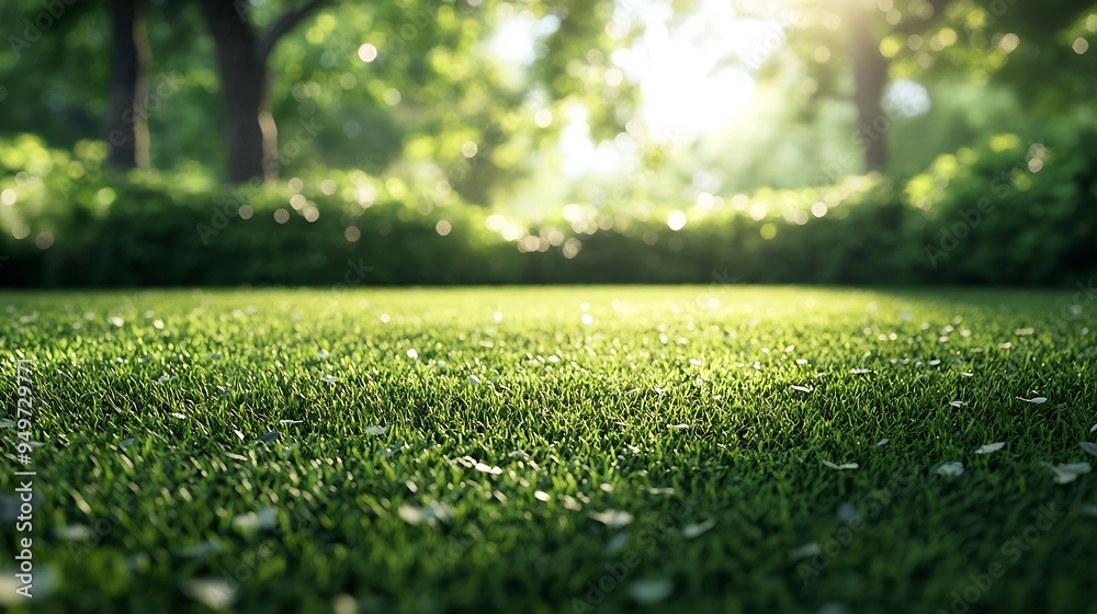 Lawn and trees green background with Beautiful lawn : Generative AI Lawn and trees green background with Beautiful lawn : Generative AI