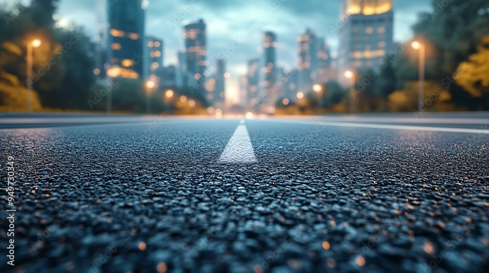 Empty asphalt road and cityscape in modern city : Generative AI Empty asphalt road and cityscape in modern city : Generative AI