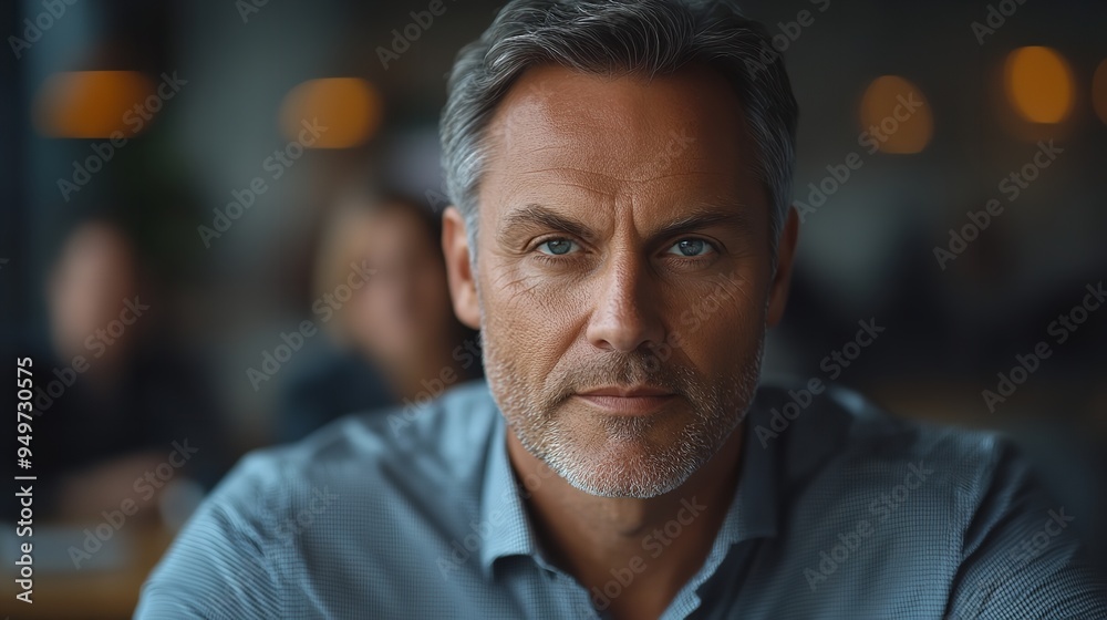 A striking portrait of a man with piercing blue eyes, showcasing strong features and a confident expression. A striking portrait of a man with piercing blue eyes, showcasing strong features and a confident expression.