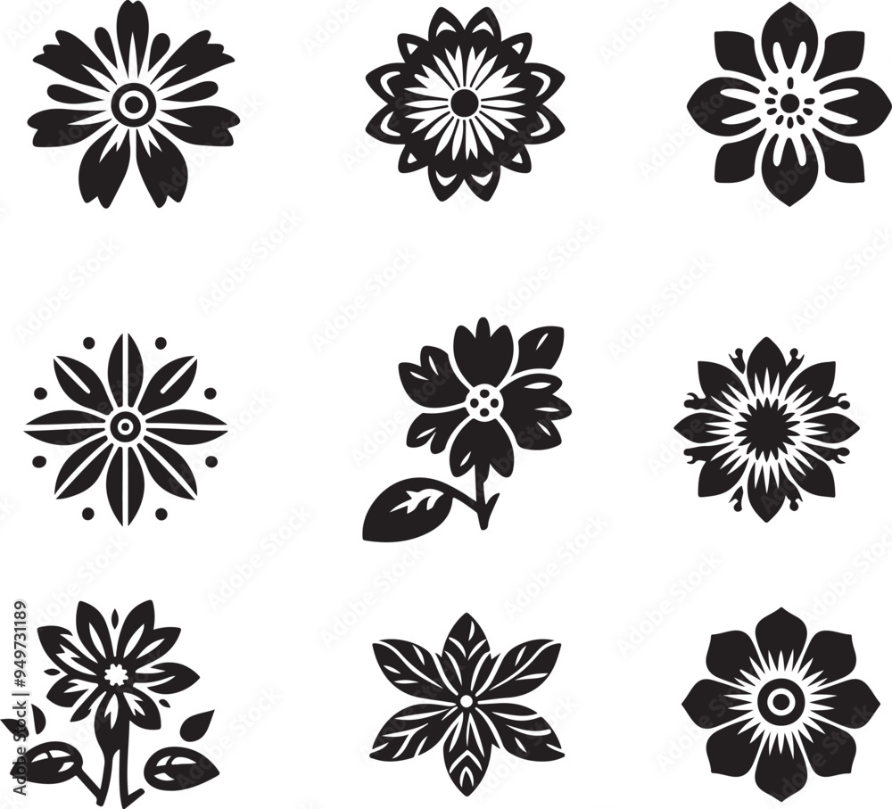 set of flowers set of flowers