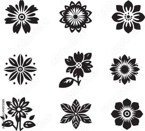 set of flowers