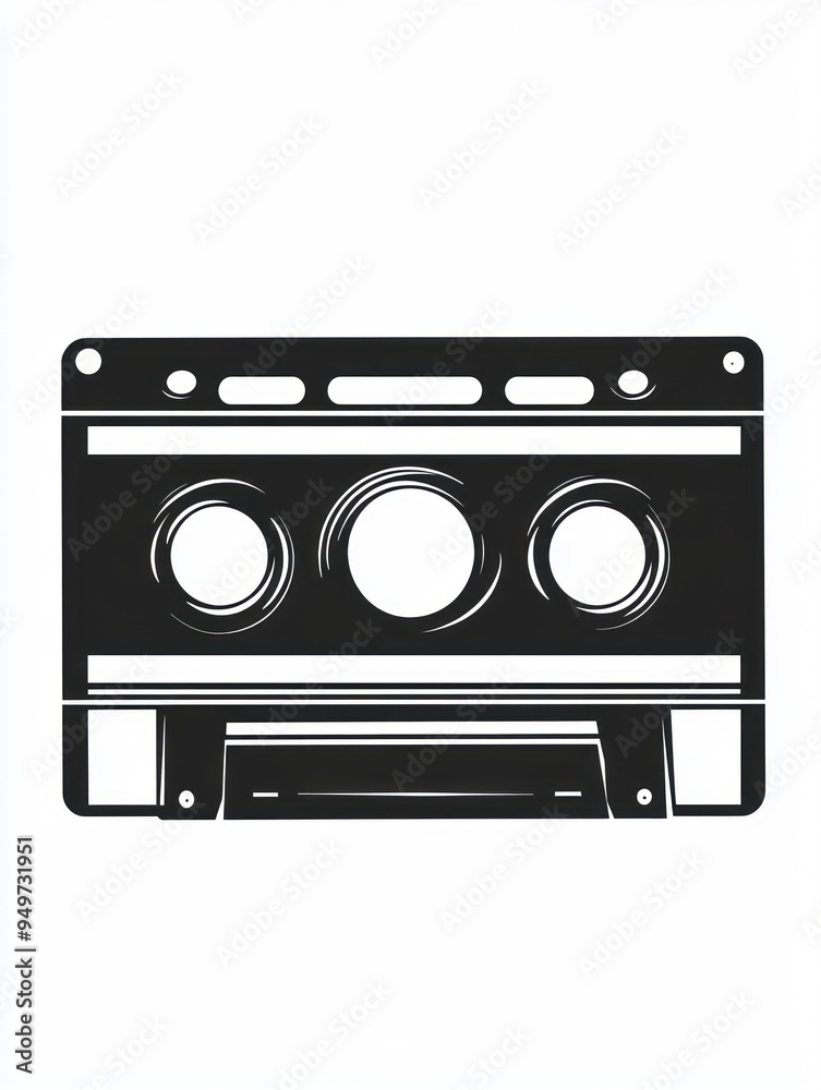 A black and white illustration of a cassette tape, symbolizing vintage audio technology. A black and white illustration of a cassette tape, symbolizing vintage audio technology.