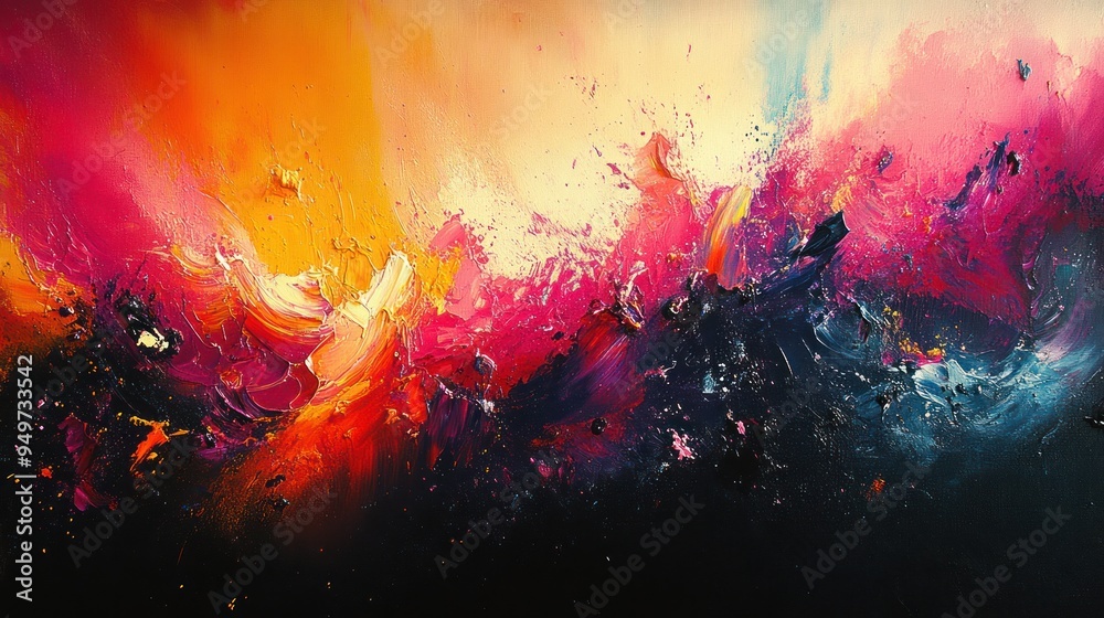 Abstract Painting with Vivid Colors and Brushstrokes