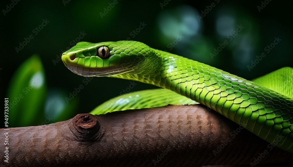 Fototapeta premium Close up of a green mamba.