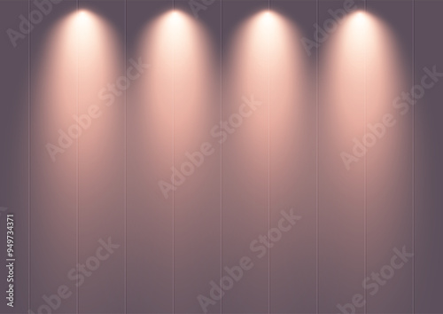 Minimal display background with spotlights shining down on a wall 