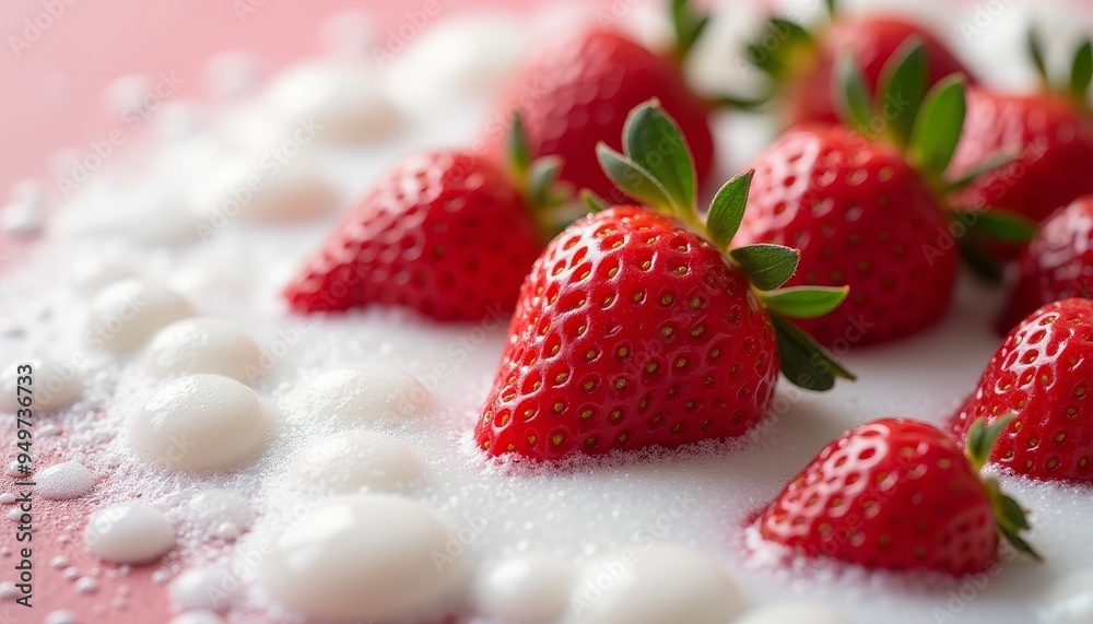 Fresh Strawberries on a Creamy Surface with Soft Focus Background Fresh Strawberries on a Creamy Surface with Soft Focus Background