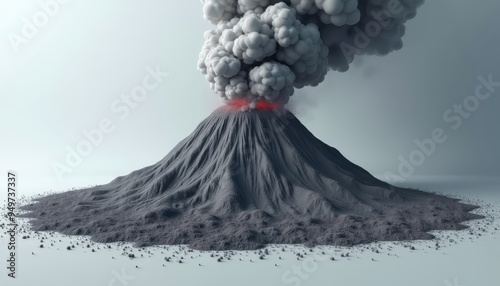 Erupting Volcano Discharging Ash and Lava from Its Crater photo