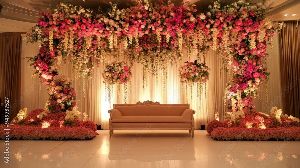 Elegant Wedding Ceremony Decor with Floral Arrangements Elegant Wedding Ceremony Decor with Floral Arrangements