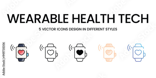 Wearable Health Tech icons set vector stock illustration