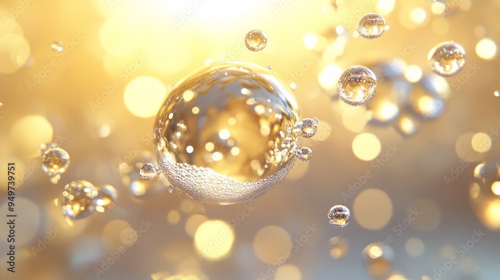 A beautiful bubble floating in golden light, creating a magical atmosphere with soft bokeh effects in the background. A beautiful bubble floating in golden light, creating a magical atmosphere with soft bokeh effects in the background.