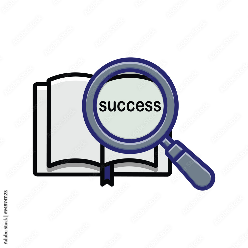 book written success with magnifying glass. modern design style. suitable for zoom, education, medical. flat design template book written success with magnifying glass. modern design style. suitable for zoom, education, medical. flat design template