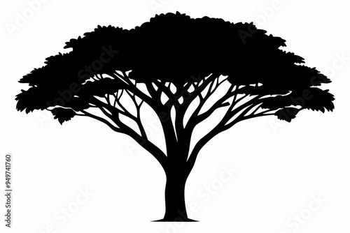 Tree silhouette vector illustration, Tree graphic brush design