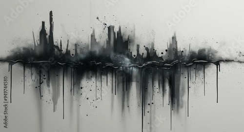 Artistic Cityscape with Abstract and Distressed Elements