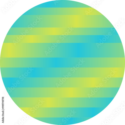 Ribbed retro turquoise yellow gradient round background.