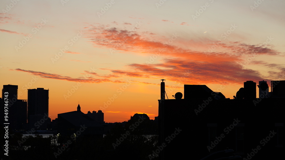 The beautiful city sunset view with the blue time sky in the New York The beautiful city sunset view with the blue time sky in the New York