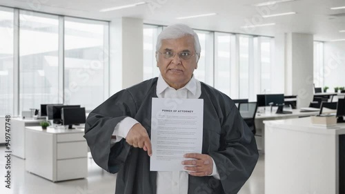 Angry Indian senior lawyer presenting his case in court