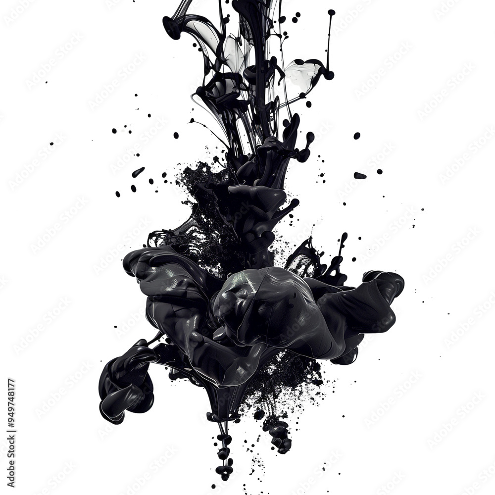 Abstract Black Ink Splash in Water