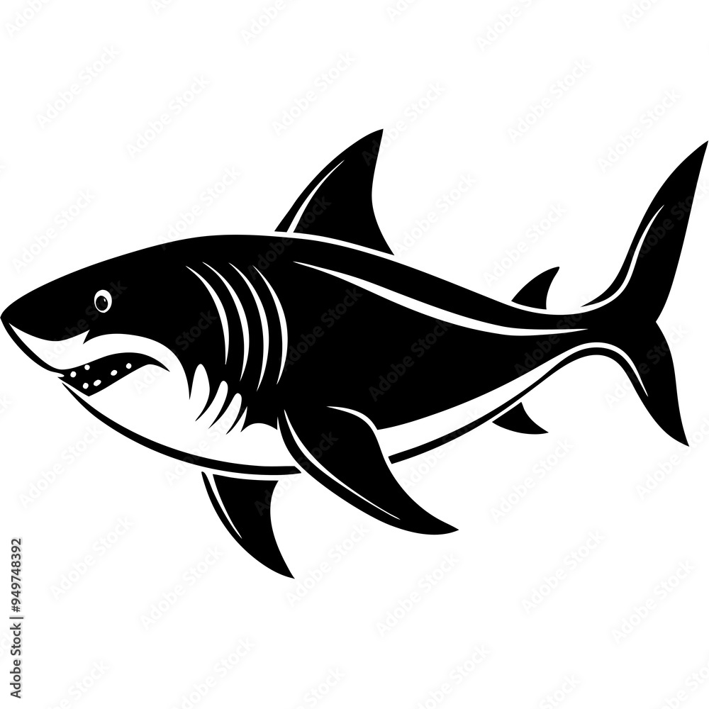 Fototapeta premium Shark Silhouette image art for vector illustration on white background