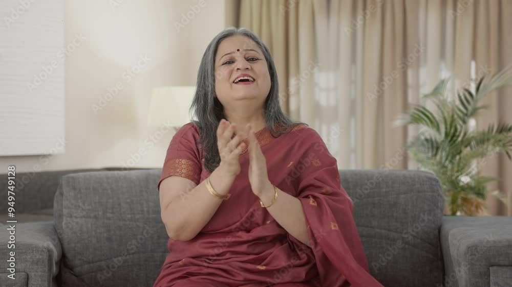 Happy Indian old woman clapping and appreciating Happy Indian old woman clapping and appreciating