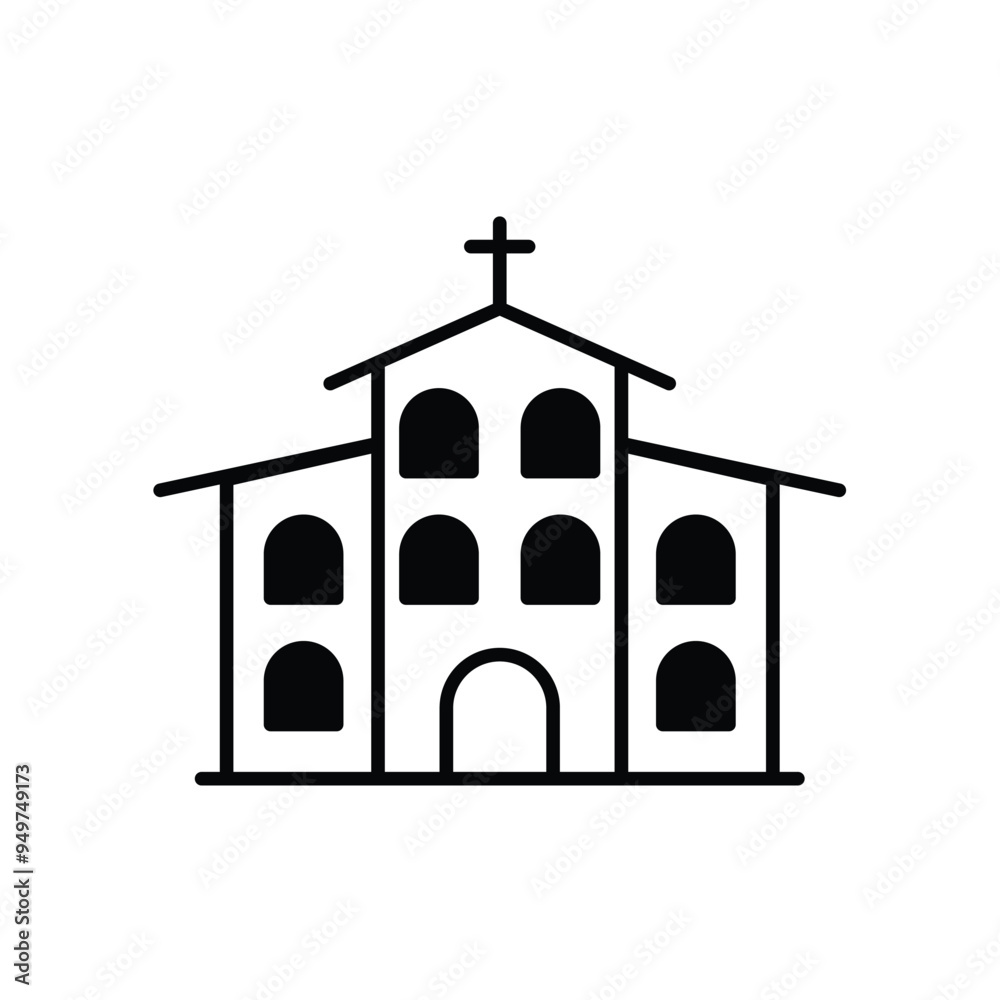 church glyph icon with white background vector stock illustration church glyph icon with white background vector stock illustration