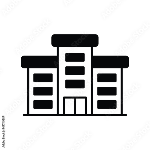 commercial building glyph icon with white background vector stock illustration photo