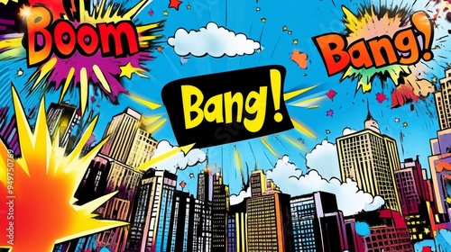 Wallpaper Mural Superhero Cityscape Blast - Vibrant 3D Comic Backdrop for Boys Birthday Party Decorations Torontodigital.ca