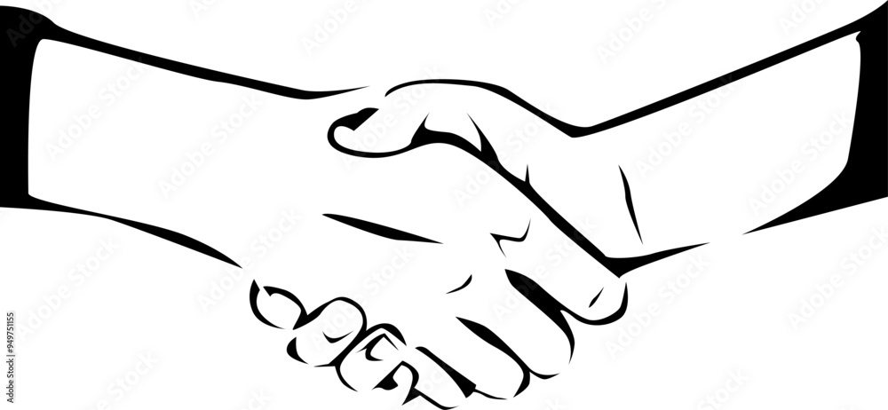 black and white vector handshake of two men black and white vector handshake of two men
