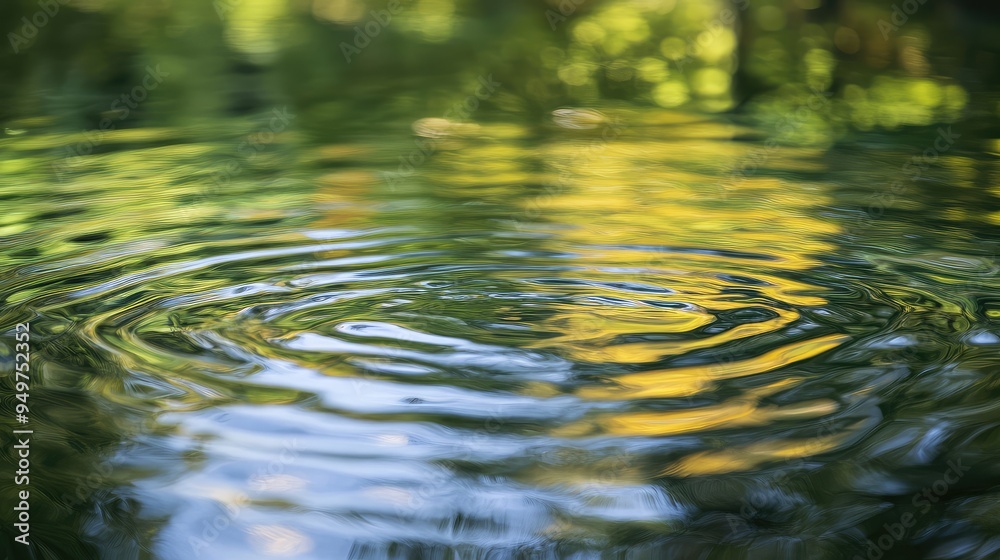 Close-up of a gently rippling pond surface with subtle distortions and reflections suggesting the presence of hidden currents. Close-up of a gently rippling pond surface with subtle distortions and reflections suggesting the presence of hidden currents.