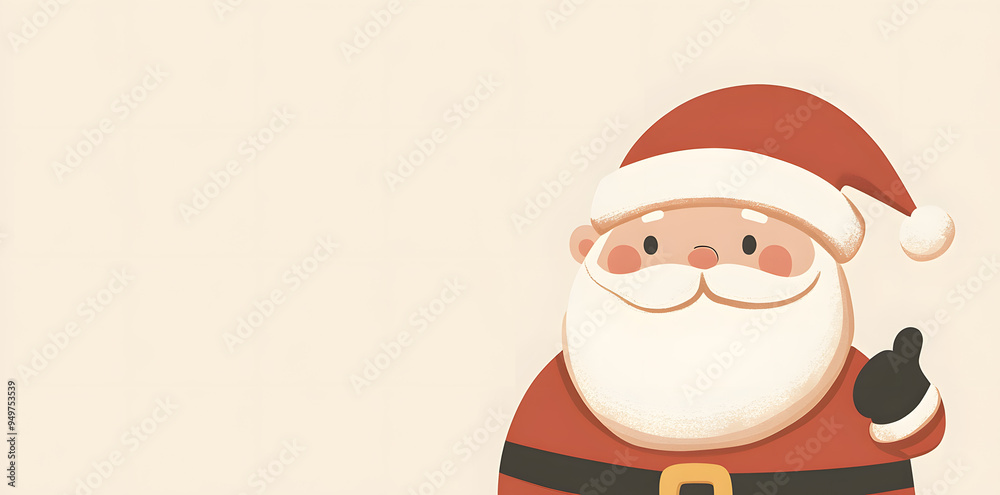 Santa Claus holiday greeting card. Winter Holiday Illustration in minimal flat style with copy space for text