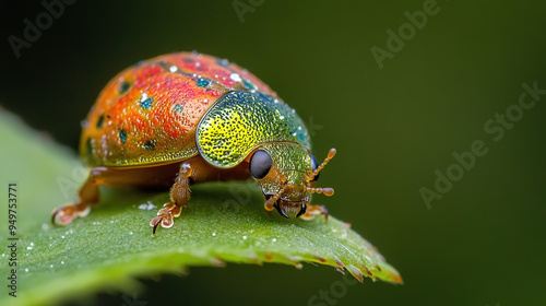 Detailed Illustration of a Tortoise Beetle, Showcasing Its Unique Shell-Like Structure and Intricate Patterns. The Design Captures the Distinctive Features and Natural Beauty of This Fascinating Insec