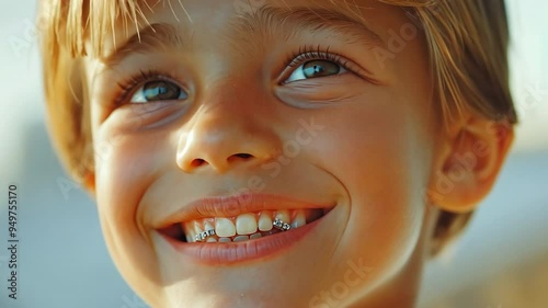 Wallpaper Mural An exquisite, dreamy smile seen from the side. A teenage Caucasian boy attending an orthodontist dentist, Torontodigital.ca