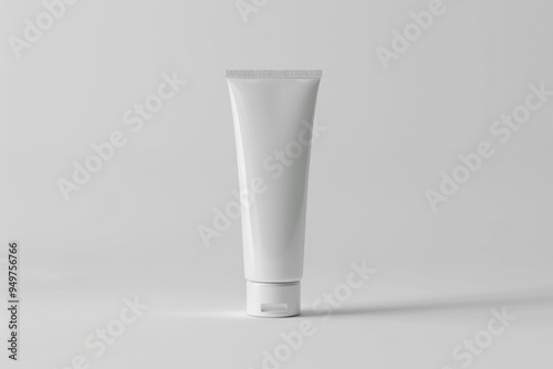 Minimalist White Cosmetic Squeeze Tube with Twist-Off Cap on a Neutral Background