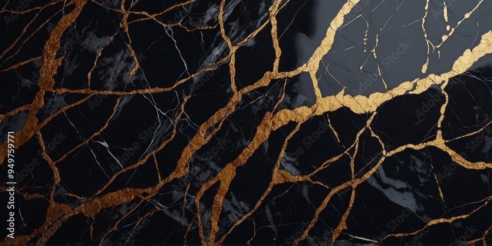 Close-up of dark marble surface with veins. Close-up of dark marble surface with veins.