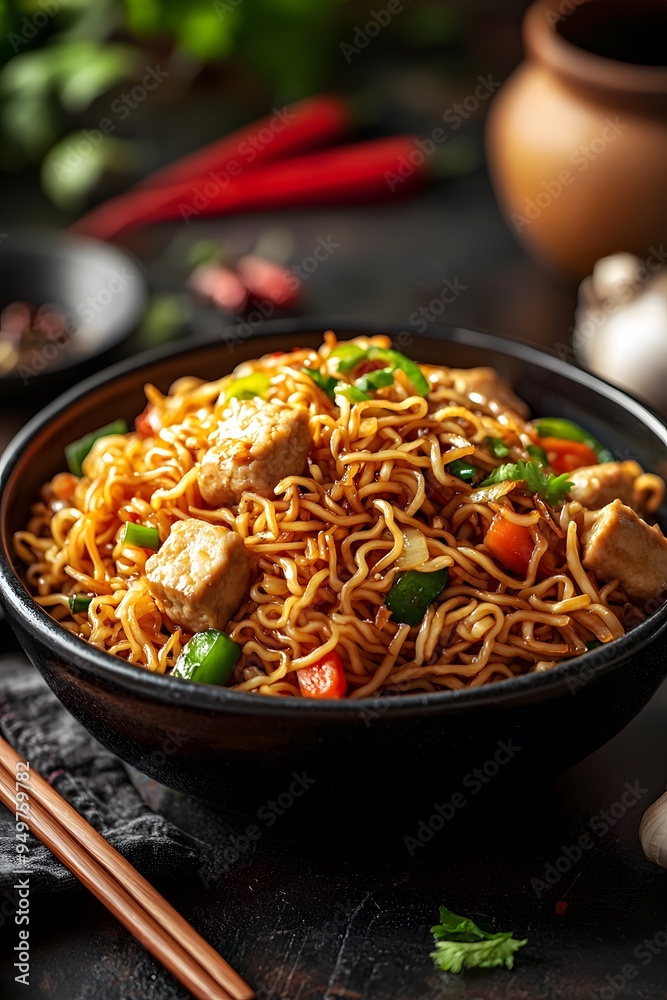 Chow Mein - Stir-fried noodles with vegetables, soy sauce, and your choice of meat or tofu, popular across China and abroad.. Chow Mein - Stir-fried noodles with vegetables, soy sauce, and your choice of meat or tofu, popular across China and abroad..